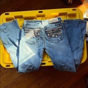 Miss Me Light Blue Flare Jeans with Embroidery